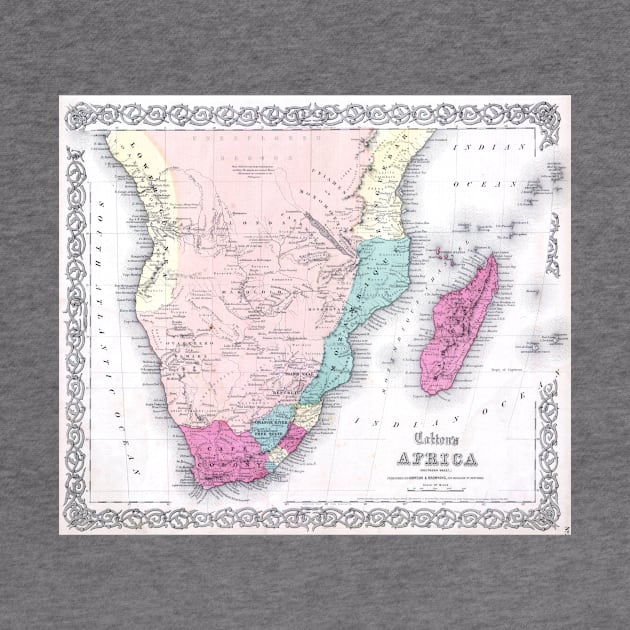 Vintage Map of Southern Africa (1855) by Bravuramedia